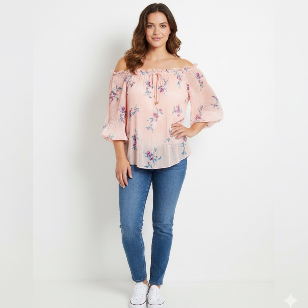 Lane Bryant Pink Floral Blouse
